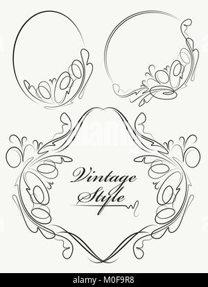 Set of 3 oval frames. Vector. Stock Vector