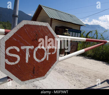 stop checkpoint sign on gate at MOD hack green secret bunker cheshire ...