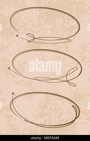 Set of 3 oval frames on a grunge style background Stock Vector