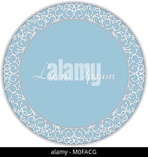 Vector round lace design with shadows in popular turquoise gamma