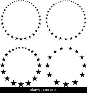 Set of four unusual vector round frames made from little different sized stars Stock Vector