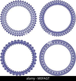 Set of four stylish round frames Stock Vector