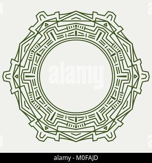 Abstract round vector techno background in mono line style. Stock Vector