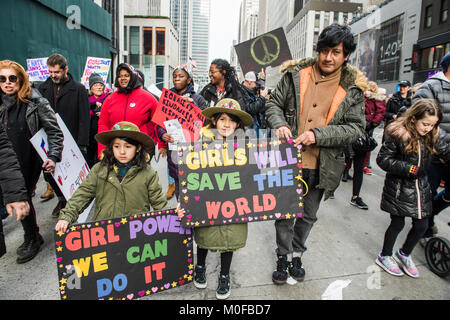 New York City, NY, USA - January 20, 2018: Women's March 2018 Stock Photo