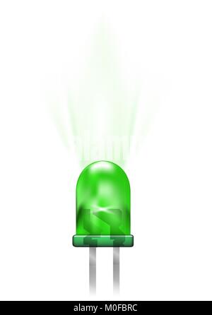 Green led isolated on white. Vector illustration. Stock Vector