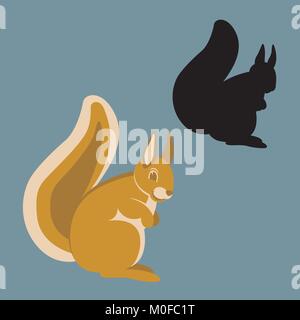 squirrel vector illustration flat style profile side silhouette black Stock Vector