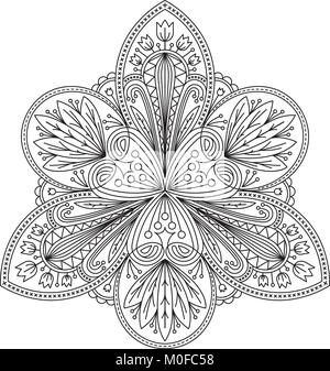 Unusual abstract vector black lace design in mono line style - triangular mandala, ethnic decorative element. Stock Vector