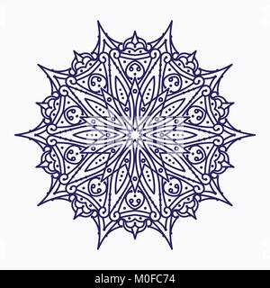 Abstract vector round lace design in mono line style - mandala, decorative element. Stock Vector