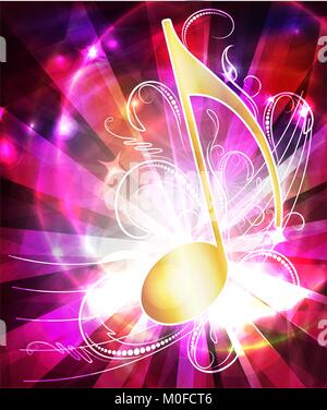 Colorful musical background with note. Stock Vector