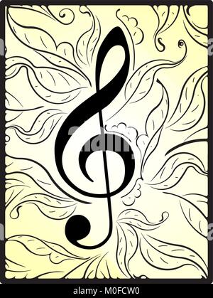 Abstract musical decor with treble clef Stock Vector