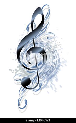 Abstract grunge musical background with treble clef. Stock Vector