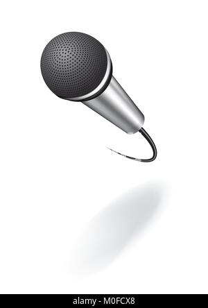 Realistic vector illustration of abstract microphone with shadow isolated on a white Stock Vector