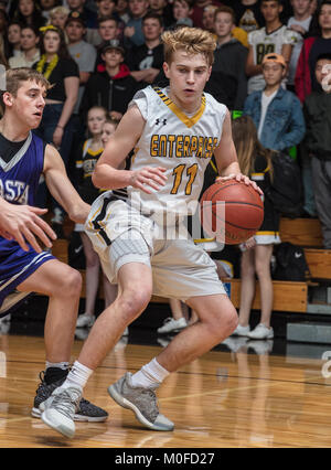 Basketball action with Shasta vs. Enterprise High School in Redding, California. Stock Photo