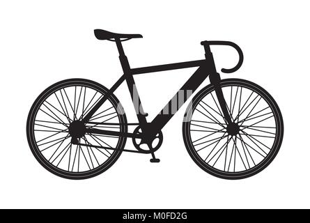 Silhouette bicycle mountain icon, Isolated on white background, vector illustration. Stock Vector