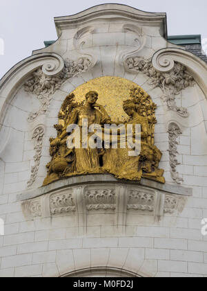 VIENNA, AUSTRIA - DECEMBER 06, 2017:  Architectural detail on the French Embassy Building on Wipplingerstrasse Stock Photo