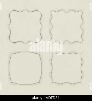 Set of 4 unusual frames in cut of paper style on aged background Stock Vector