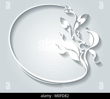 Paper oval frame in cut of paper style Stock Vector