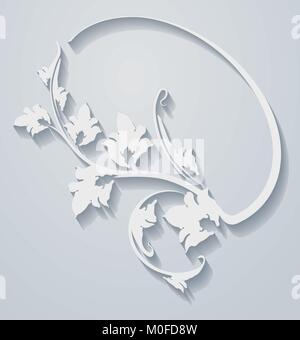 Paper oval frame in cut of paper style Stock Vector