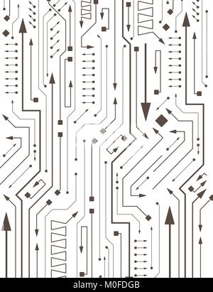 Abstract circuit in PCB-layout style with arrows Stock Vector