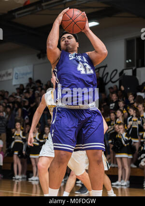 Basketball action with Shasta vs. Enterprise High School in Redding, California. Stock Photo