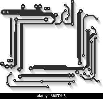 Abstract vector frame with shadow in PCB-layout style. Stock Vector