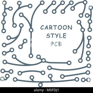 Background in PCB-layout style  with empty space for your text. Vector illustration made in comic cartoon style. Stock Vector