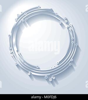 Circle frame in PCB-layout style whith shadow Stock Vector