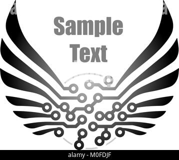 Abstract PCB with wings Stock Vector