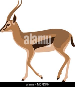 antelope vector illustration profile side flat style Stock Vector