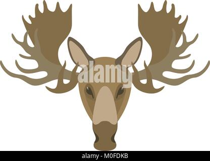moose head vector illustration   flat style  front side Stock Vector