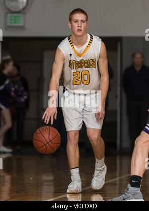 Basketball action with Shasta vs. Enterprise High School in Redding, California. Stock Photo