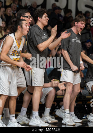 Basketball action with Shasta vs. Enterprise High School in Redding, California. Stock Photo