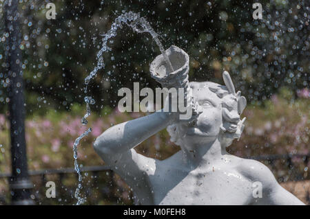 Savannah, Georgia - March 29, 2012 - Detail close up of one of the figures in the large fountain at the north end of Forsyth Park in the historic dist Stock Photo