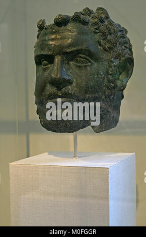 Frangemtary Bronze portrait of the Emperor of Caracalla, Roman 212-217 AD, The Metropolitan Museum of Art (The Met), Upper Manhattan, New York City, N Stock Photo