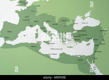 Old ancient map of the The Roman Empire around 31 BC - 330 AD, The Metropolitan Museum of Art (The Met), Upper Manhattan, New York City, New York Stat Stock Photo