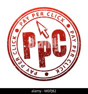 PPC (Pay Per Click) rubber stamp. Stock Vector