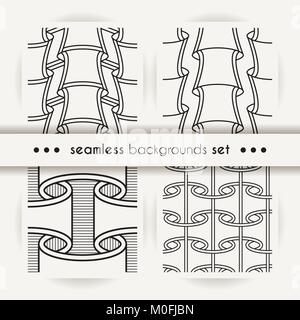 Set of seamless patterns like paper scrolls. Abstract vector textile backgrounds Stock Vector
