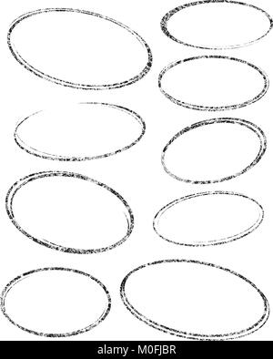 Set of nine oval grunge vector templates for rubber stamps Stock Vector