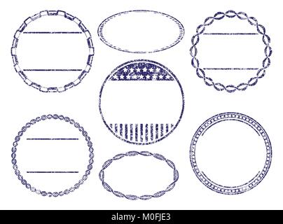 Set of seven grunge vector templates for rubber stamps Stock Vector ...