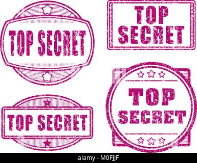 Set of four top secret red rubber stamp Stock Vector