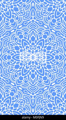 Seamless Abstract Tribal Pattern. Hand Drawn Ethnic Texture in blue tones. Vector Illustration. Stock Vector