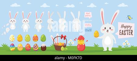 Easter bunny character for animation Stock Vector