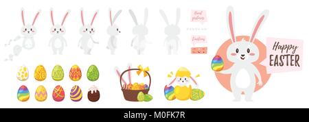 Easter bunny character for animation Stock Vector