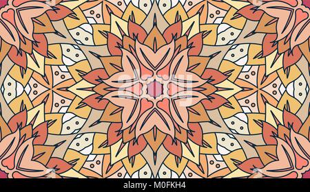 Seamless abstract tribal pattern. Hand drawn ethnic texture, vector illustration in bright, red tones. Stock Vector