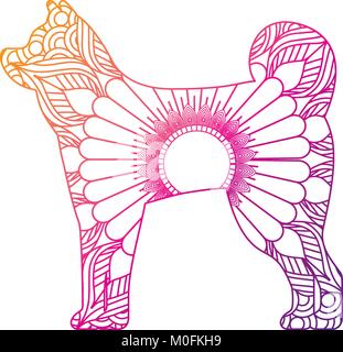 hand drawn for adult coloring pages with dog zentangle Stock Vector