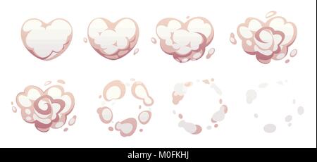 Pink burst sprites for game or animation. Vector storyboard of cartoon ...