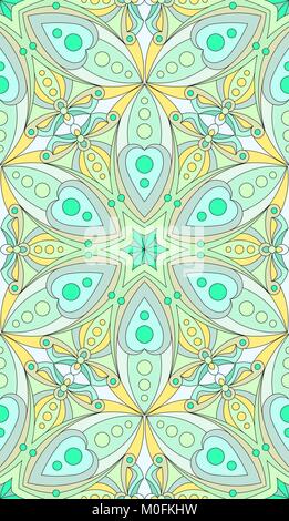 Seamless abstract tribal pattern. Hand drawn ethnic texture, vector illustration in bright, green tones. Stock Vector