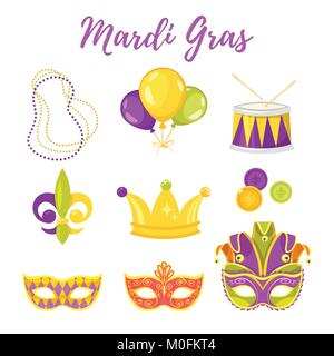 illustration of Mardi Gras symbols Stock Vector