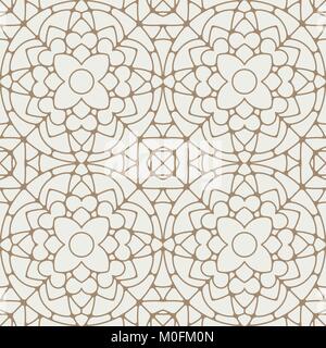 Abstract lace vector seamless geometric pattern in nice light yellow and brown tones Stock Vector