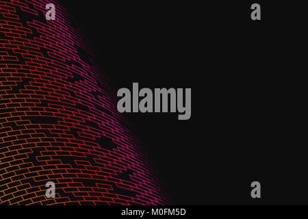 Abstract vector background. Brick grid stretched on the black background. Geometrical Illustration Stock Vector